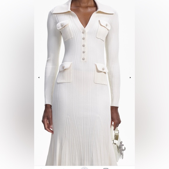 Self-Portrait Dresses & Skirts - Self-Portrait Ivory Ribbed Knitwear